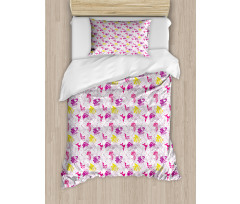 Palm Leaf with Hibiscuses Duvet Cover Set
