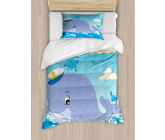 Nursery Theme Captain Whale Duvet Cover Set