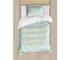 Oriental Motif Pastel Tone Duvet Cover Set