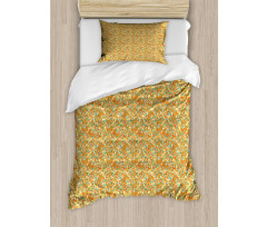 Doodle Curling Flowers Art Duvet Cover Set