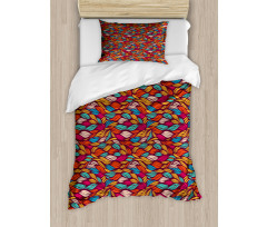 Abstract Warm Tone Waves Duvet Cover Set