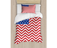 Country Flag with Zigzag Lines Duvet Cover Set