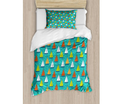 Colorful Yachts Sailing Duvet Cover Set