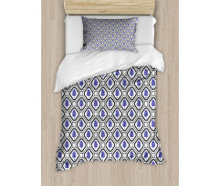 Rhombus Leaves Folkloric Duvet Cover Set