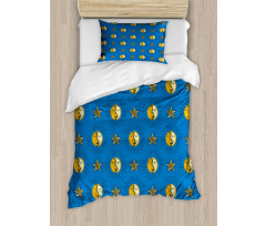 Sun and Moon Phases Layout Duvet Cover Set