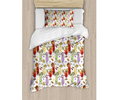 Colorful Watercolor Cocktails Duvet Cover Set