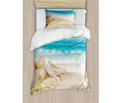 Pastel Beach Scene Duvet Cover Set