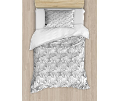 Monochrome Magnolia Petals Duvet Cover Set