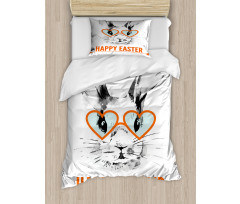 Funny Bunny Glasses Duvet Cover Set