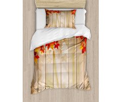 Autumn Orange Tones Leaves Duvet Cover Set