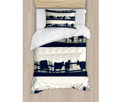 Farm Grazing Cows and Bulls Duvet Cover Set