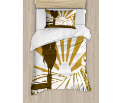 Rooster Retro Country Sunrise Duvet Cover Set