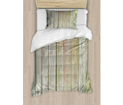 Old Rural Grungy Wooden Fence Duvet Cover Set