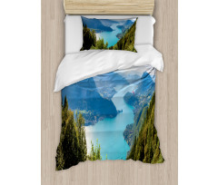 Aerial Annecy Lake Pine Duvet Cover Set