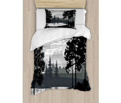 Tree River Flying Bird Duvet Cover Set