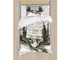 Forest Landscape Sketch Duvet Cover Set