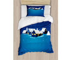 Snowy Small Town Cozy Home Duvet Cover Set