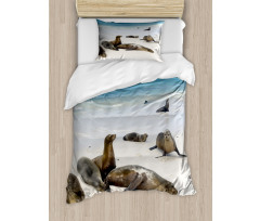 Galapagos Island Sea Lions Duvet Cover Set