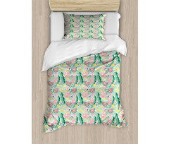 Tropic Flamingo and Cocktail Duvet Cover Set