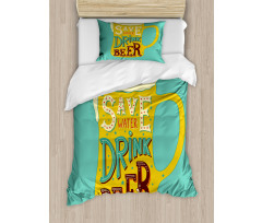 Foamy Beer Glasses Words Duvet Cover Set