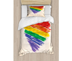 Happy Gay Pride Rainbow Heart Duvet Cover Set