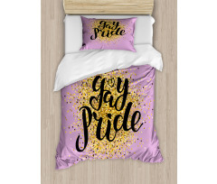 Gay Pride Dots on Lilac Duvet Cover Set