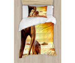 Mother Baby Elephant Family Duvet Cover Set