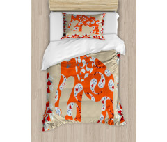 Orange Flower Blossoms Duvet Cover Set