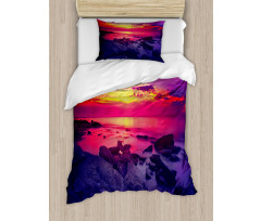 Sunset over Sea Cloudy Duvet Cover Set