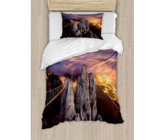 Full Moon Sunset Alps Duvet Cover Set