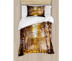 Autumn Birch Trees River Duvet Cover Set