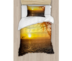 Palm Tree Island Sunset Duvet Cover Set