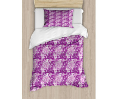 Purple Tones Floral Pattern Duvet Cover Set