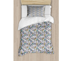 Vivid Feathers Doodle Hippie Duvet Cover Set