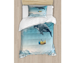 Dreamy View Whale Clouds Duvet Cover Set