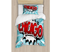 Pop Art Comic Book Chicago Duvet Cover Set