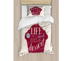 Sketchy Cherry Top Cupcake Duvet Cover Set