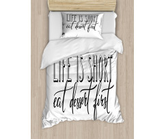 Simplistic Eat Dessert First Duvet Cover Set