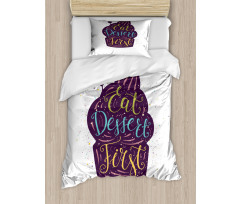 Doodle Cupcake Heart Duvet Cover Set