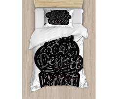 Monochrome Cupcake Doodle Duvet Cover Set