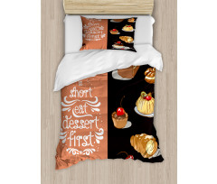 Art Doodle of Tasty Desserts Duvet Cover Set