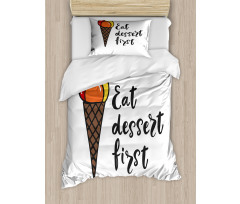 Eat Dessert First Ice Cream Duvet Cover Set