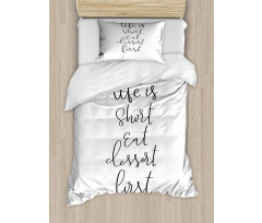 Cursive Ink Lettering Dessert Duvet Cover Set