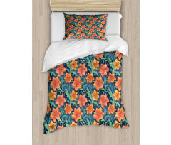 Lilly Flowers Doodle Duvet Cover Set