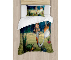 Mermaid Turtle Ocean Duvet Cover Set