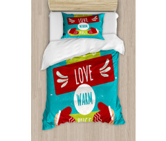 I Love Warm Hugs Gloved Hands Duvet Cover Set