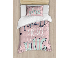 I Need Your Hug in Pastel Tone Duvet Cover Set