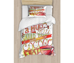 Retro Words About Love to Cocoa Duvet Cover Set