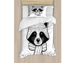 Raccoon with Hug Me Words Duvet Cover Set