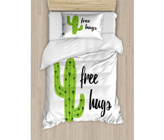 Cactus with Free Hug Words Duvet Cover Set